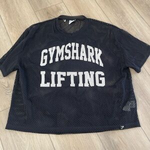 Gymshark Black Mesh "GYMSHARK LIFTING" Crop Tee